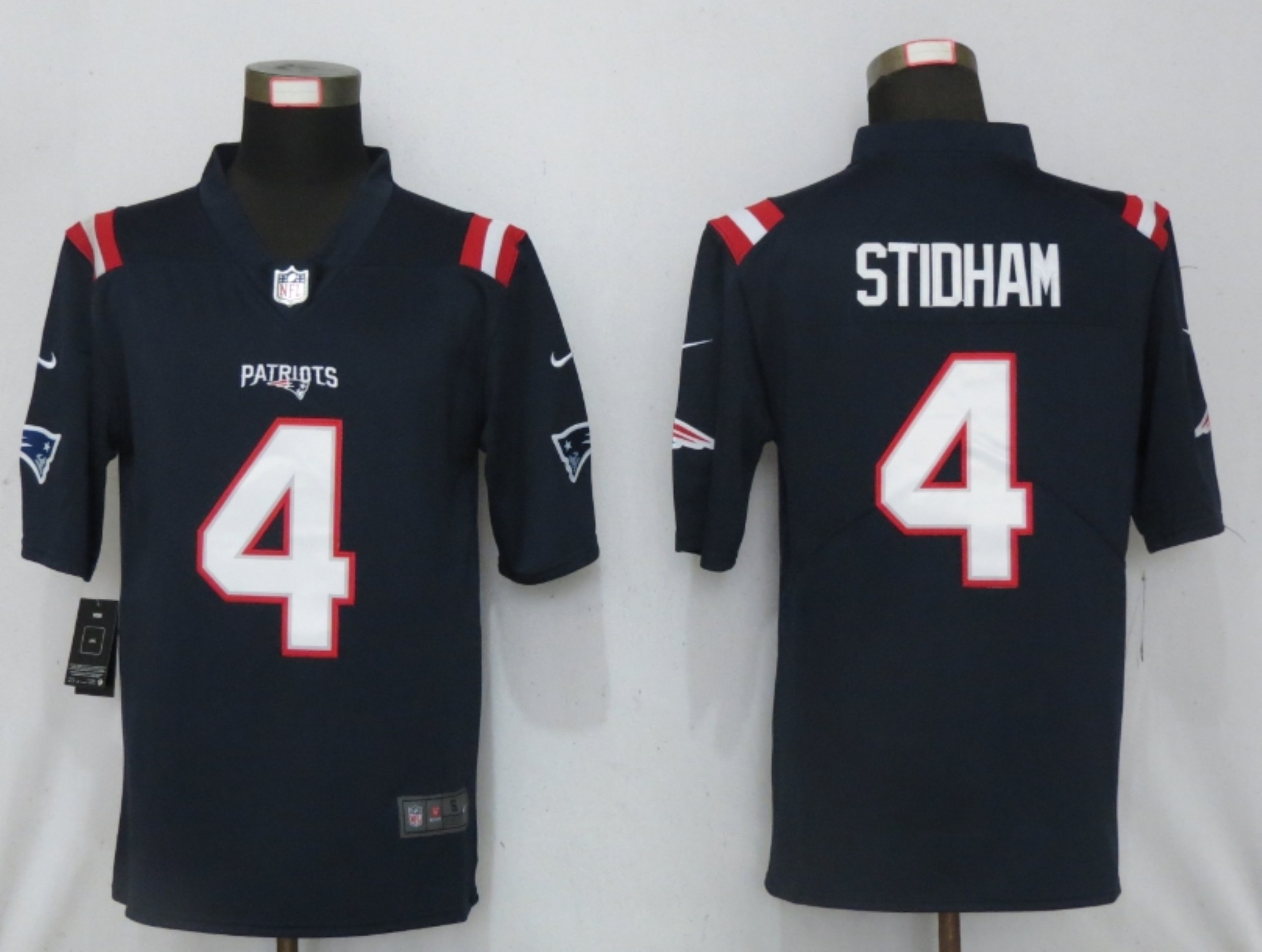 Men New Nike New England Patriots #4 Stidham Nike Blue Game Jersey
